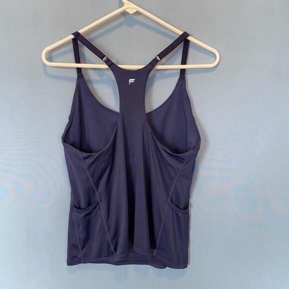 Fabletics Navy Blue Racer Back Tank Top Size XL Athletic Workout Tennis 2 Ball P - Picture 2 of 9